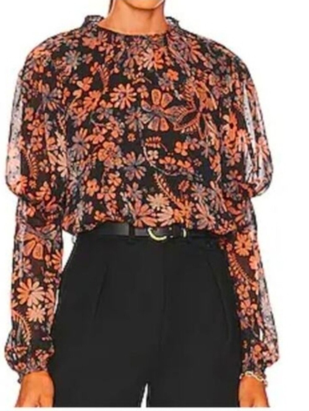 Free People Blouse Clarissa Top Medium New Dark Academia Goth Grunge